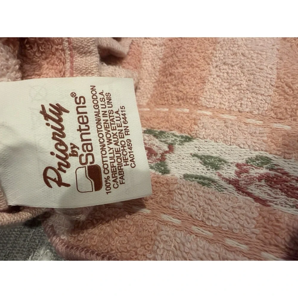Priority Santans BathSetTowels (5)Pieces‎ PinkFloral Cotton NWOT